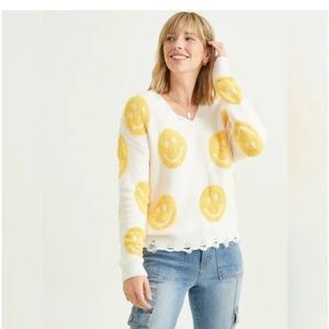 Altar d state S Smiley Face Cream and Orange Sweater